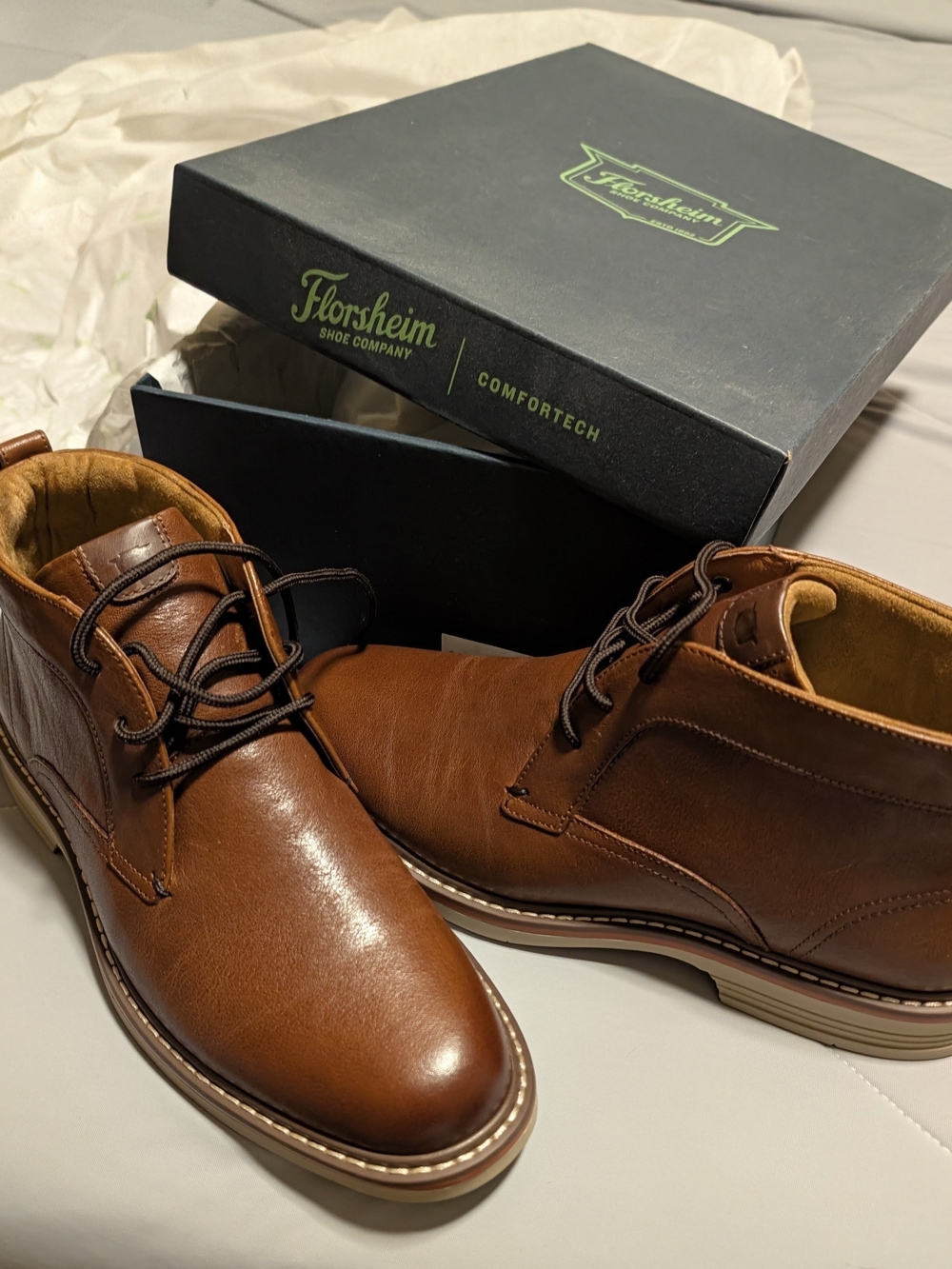 Florsheim Brown Leather Chukka Boots with Contrasting Sole